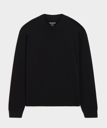 Boxy Jersey Mockneck Tee - Black