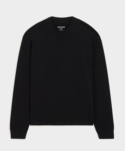 Boxy Jersey Mockneck Tee - Black