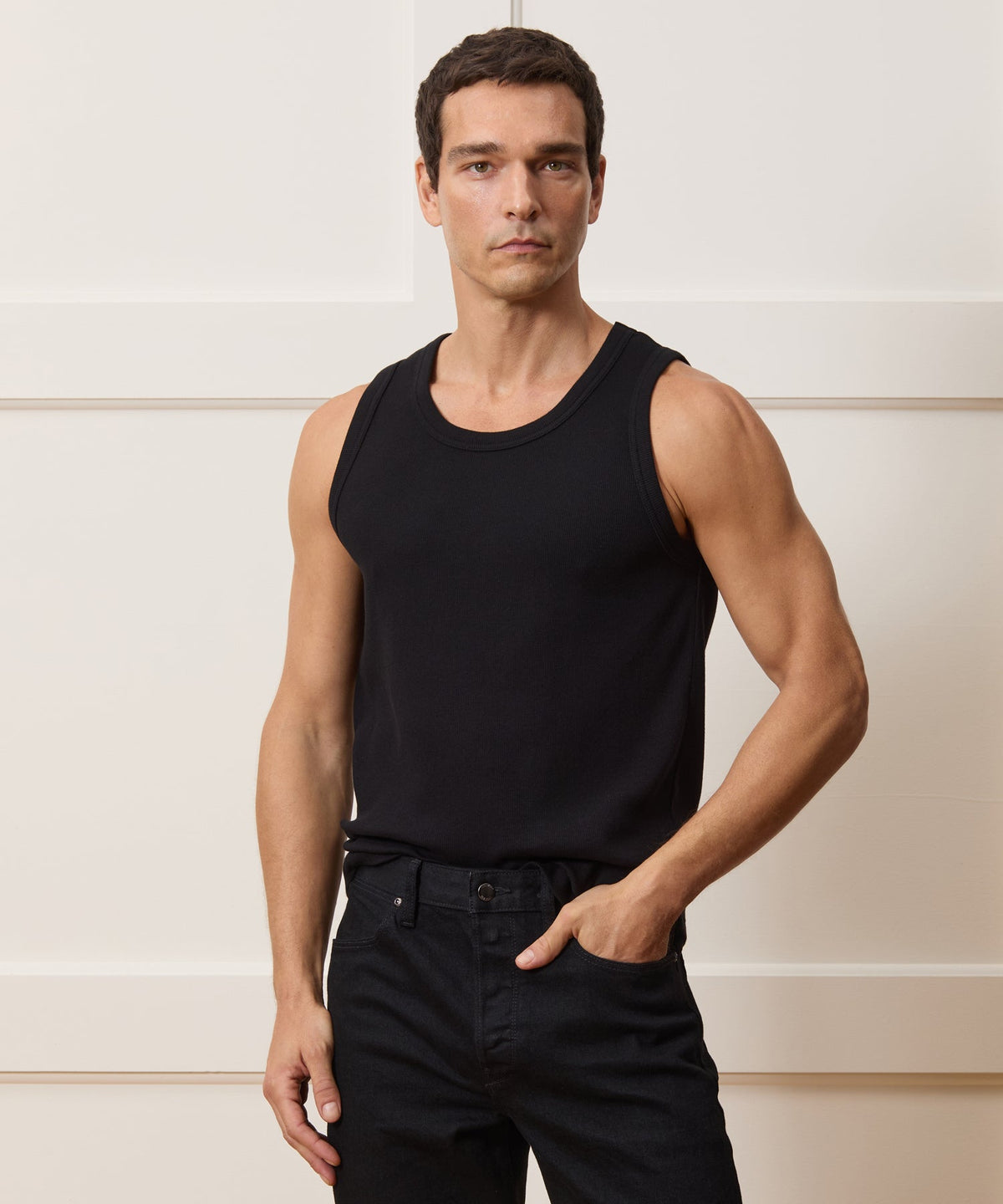 Cotton Ribbed Tank - Black