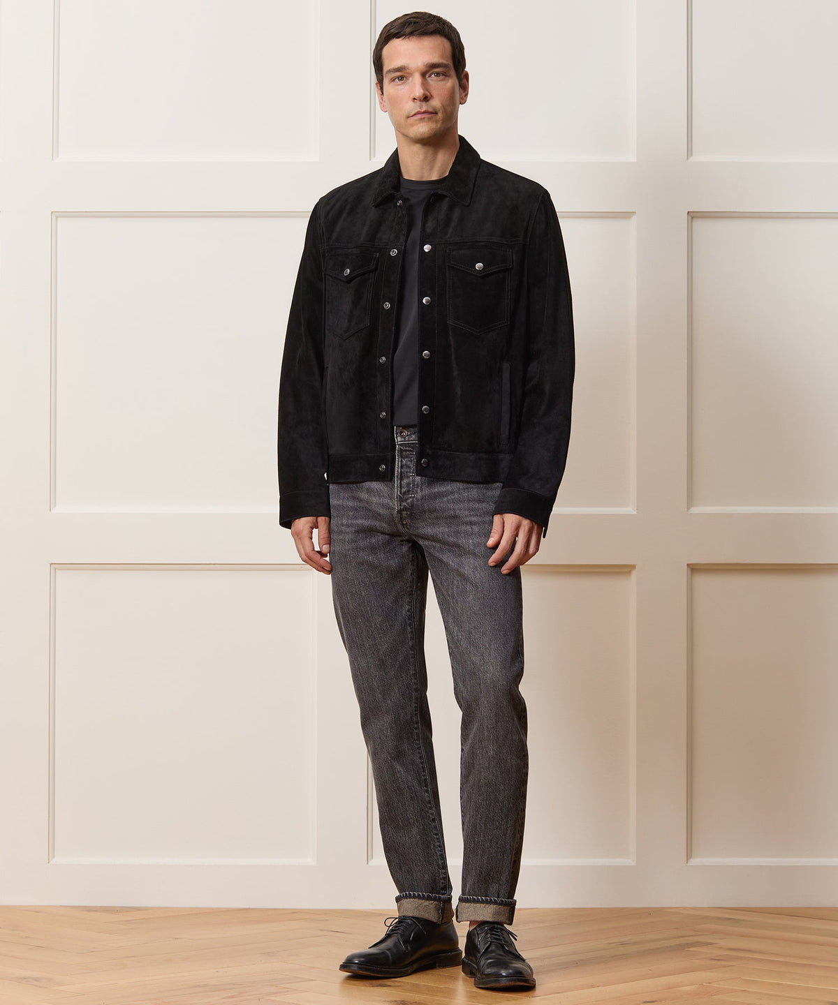 Italian Suede Dylan Jacket - Black