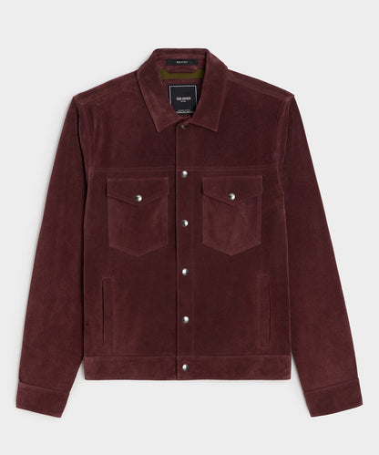 Italian Suede Dylan Jacket - Oxblood Red