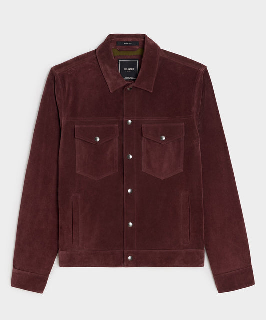 Italian Suede Dylan Jacket - Oxblood Red