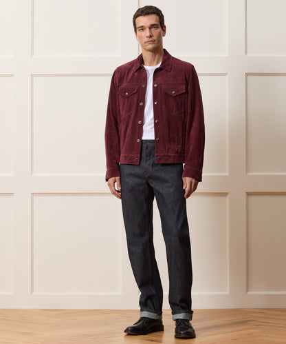 Italian Suede Dylan Jacket - Oxblood Red