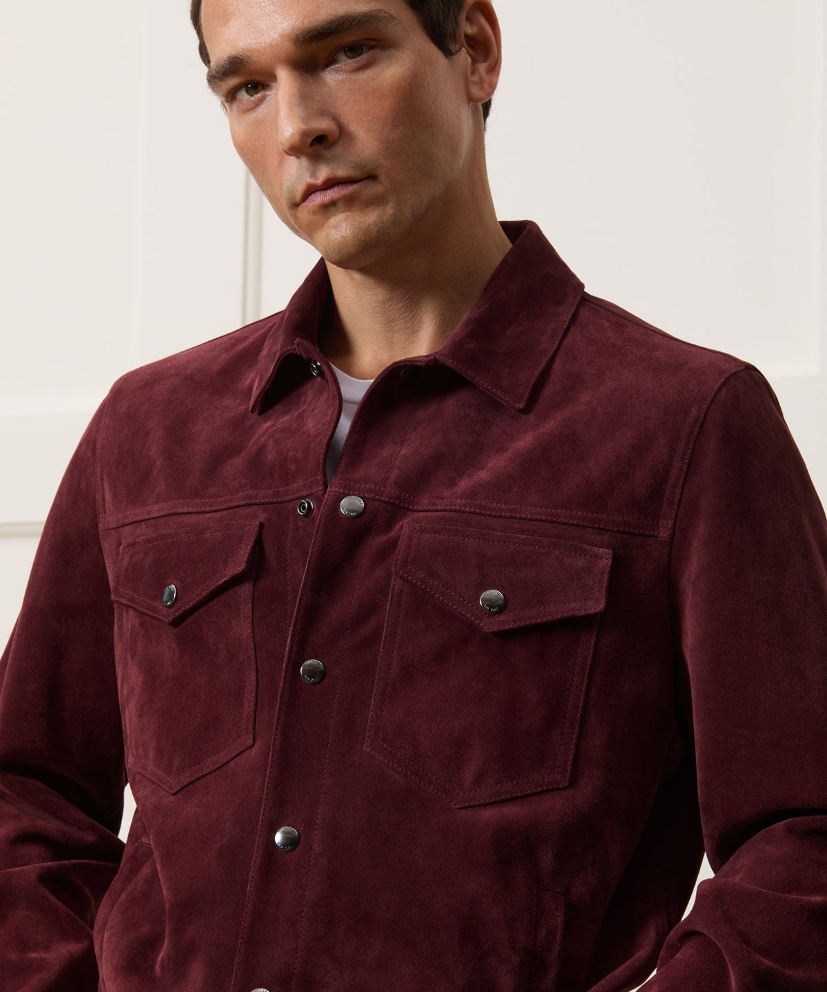 Italian Suede Dylan Jacket - Oxblood Red