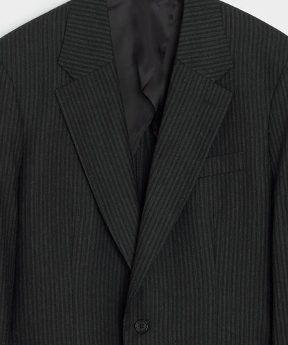 Italian Flannel Pinstripe Wythe Jacket - Black