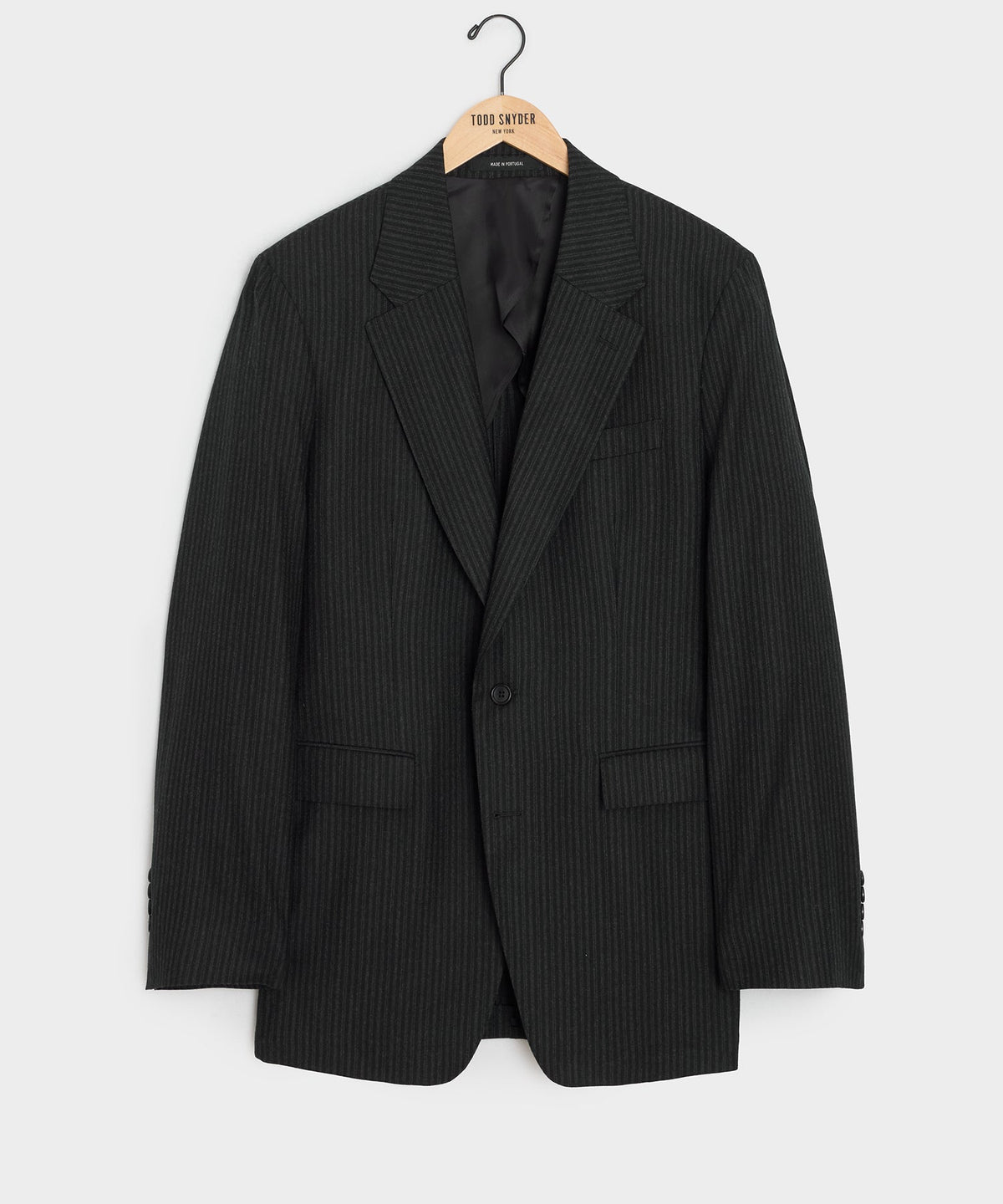 Italian Flannel Pinstripe Wythe Jacket - Black