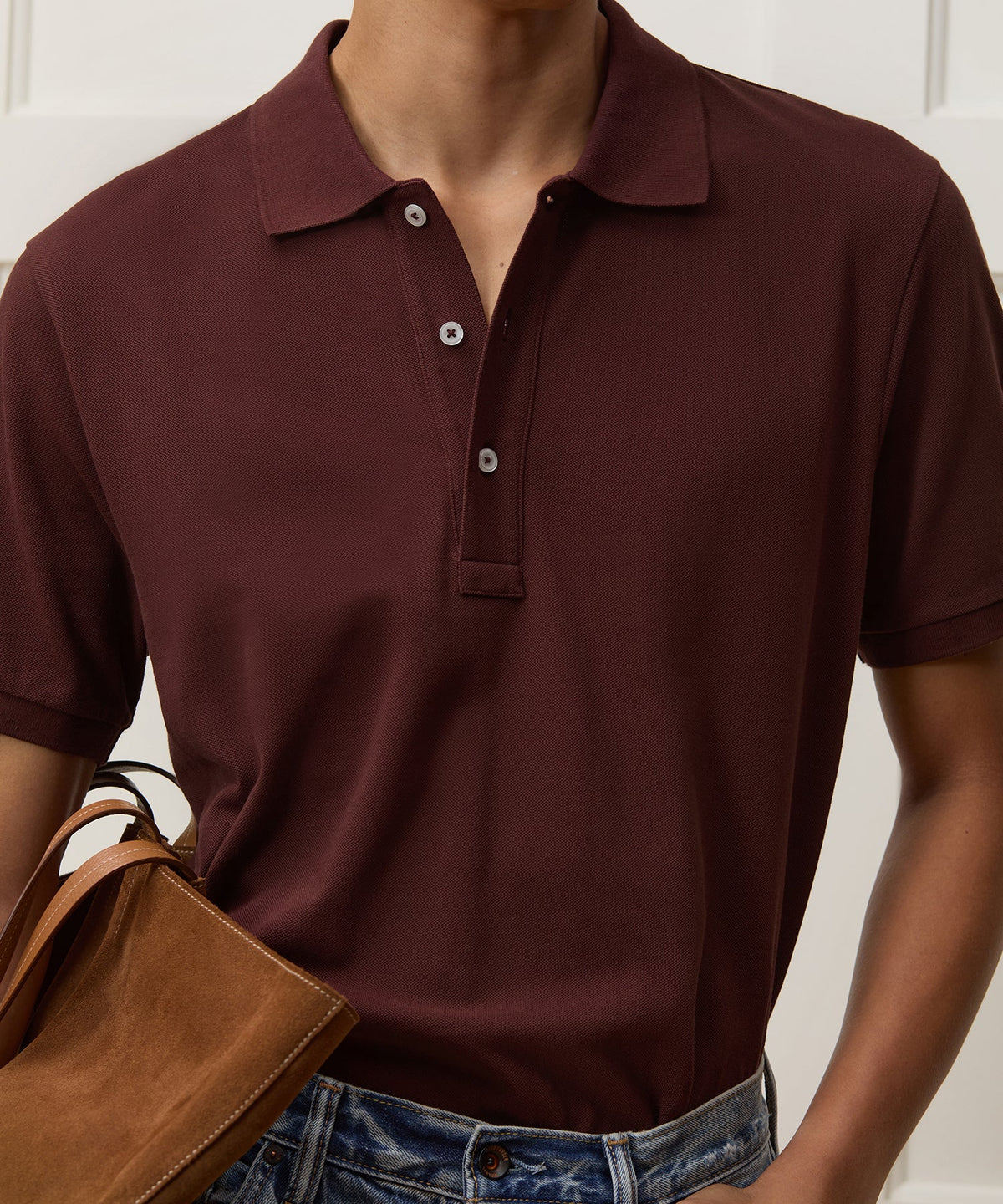 Cotton Pique Polo - Burgundy