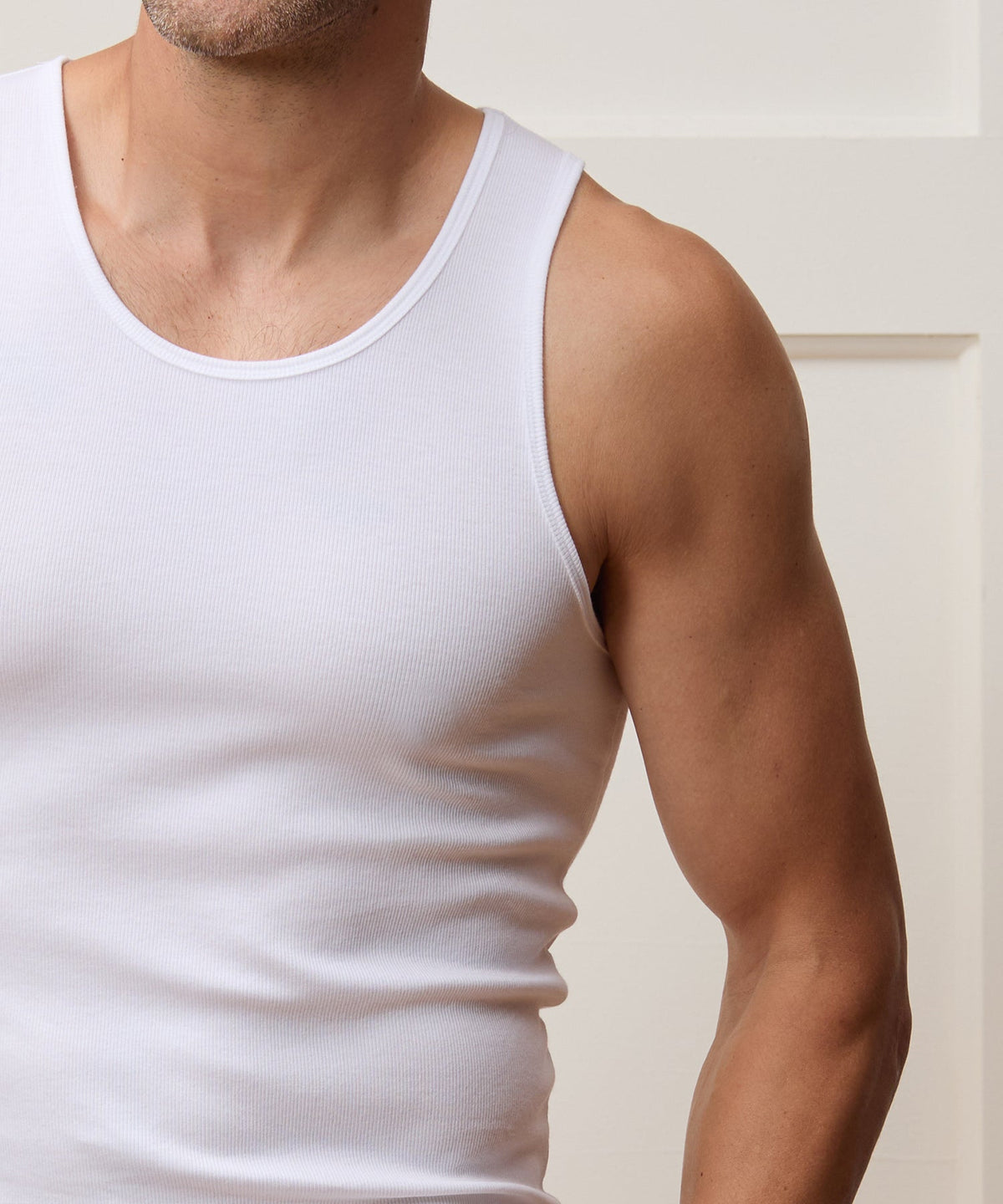 Slim Ribbed Tank - White