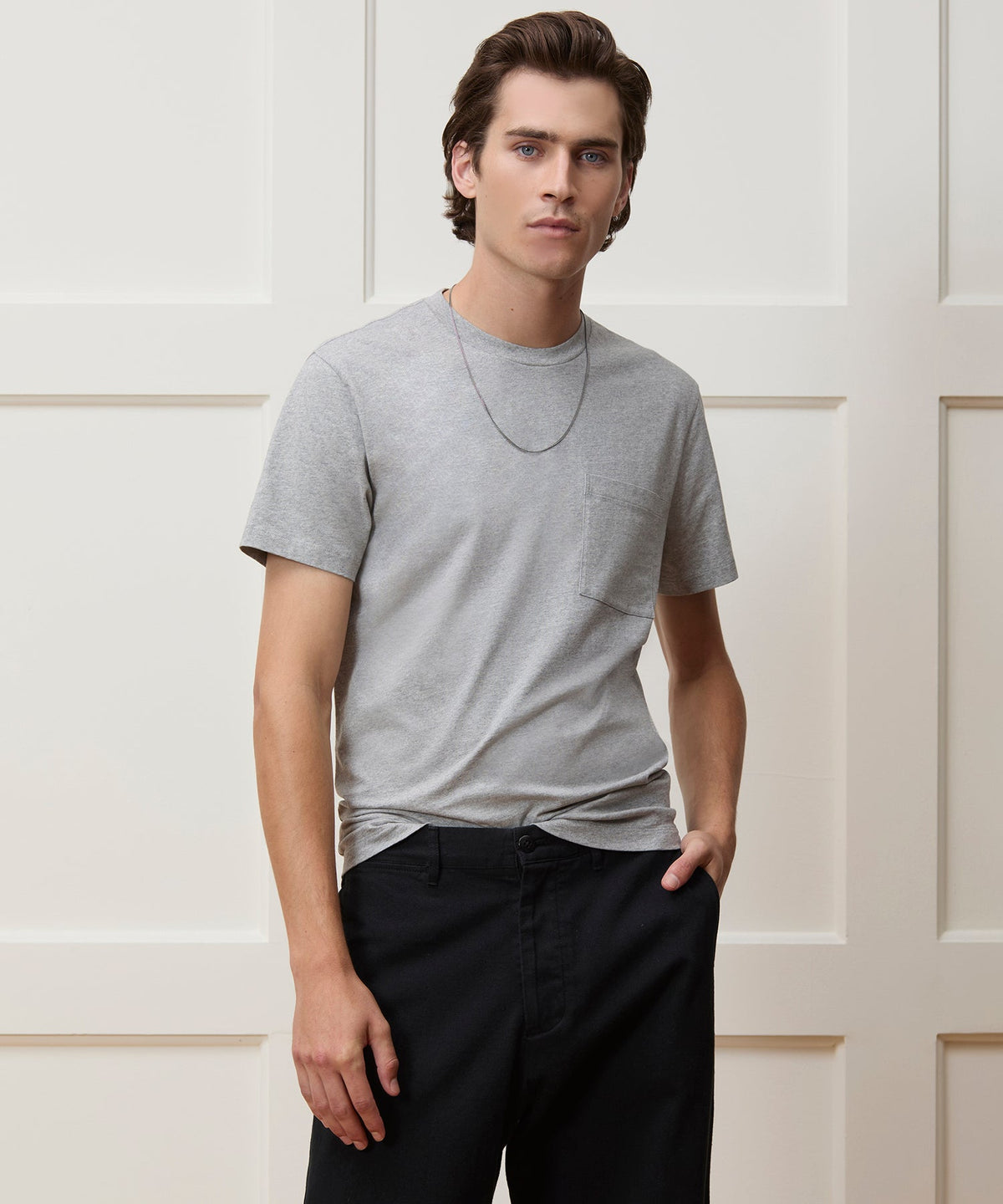 Premium Jersey Pocket Tee - Grey Heather