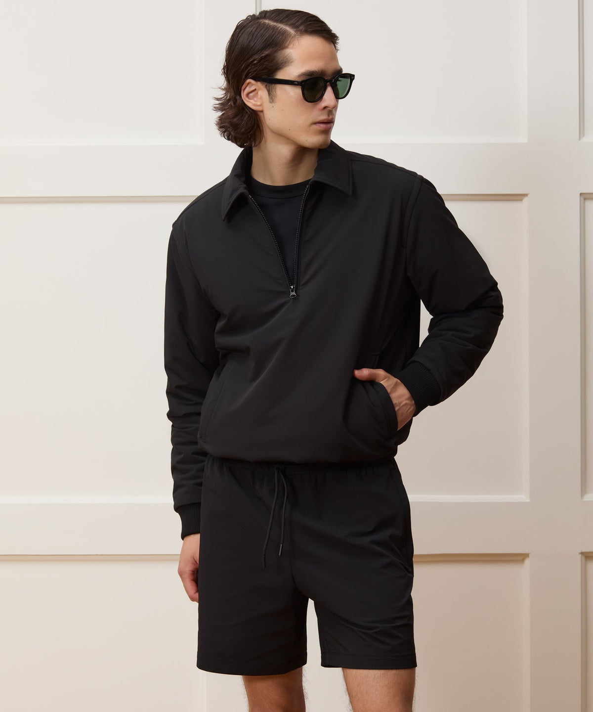 Nylon Quarter-Zip Jacket - Pitch Black