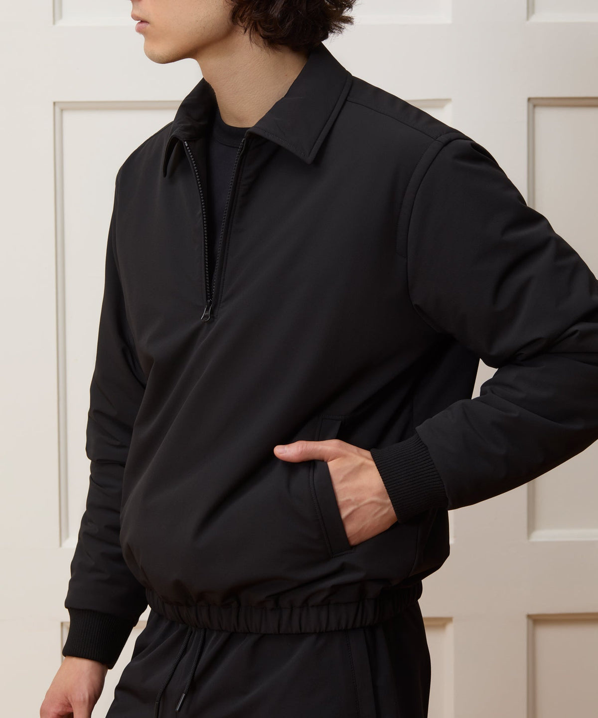 Nylon Quarter-Zip Jacket - Pitch Black