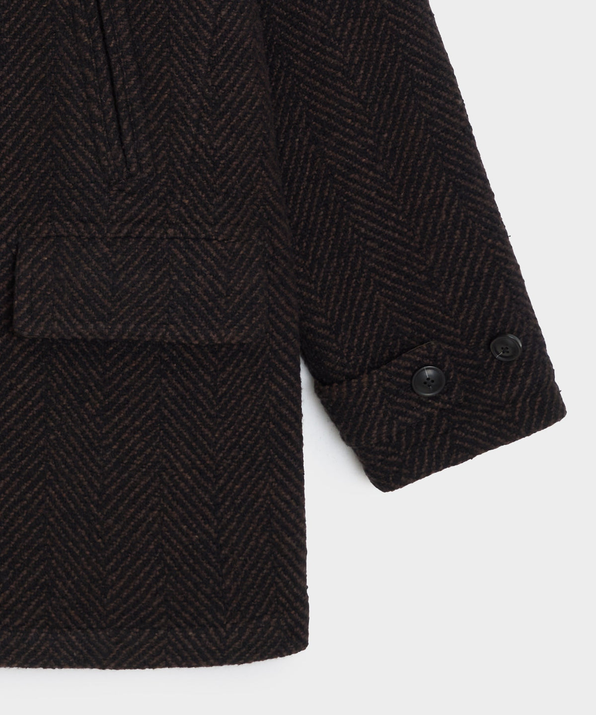 Italian Wool Herringbone Peacoat - Brown