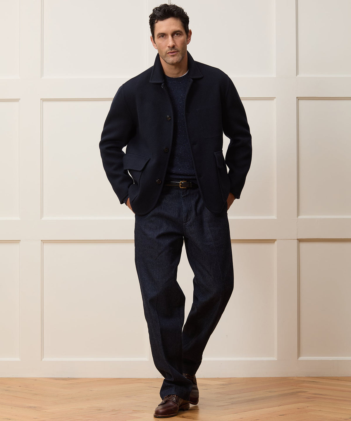 Relaxed Italian Cashmere Walking Jacket - Navy