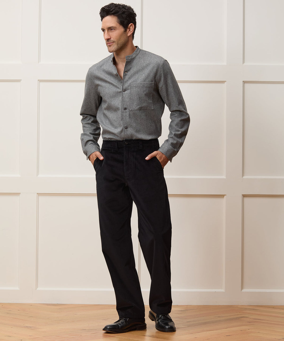 Relaxed Italian Velvet Trouser - Black