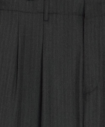 Italian Flannel Striped Hollywood Trouser - Charcoal