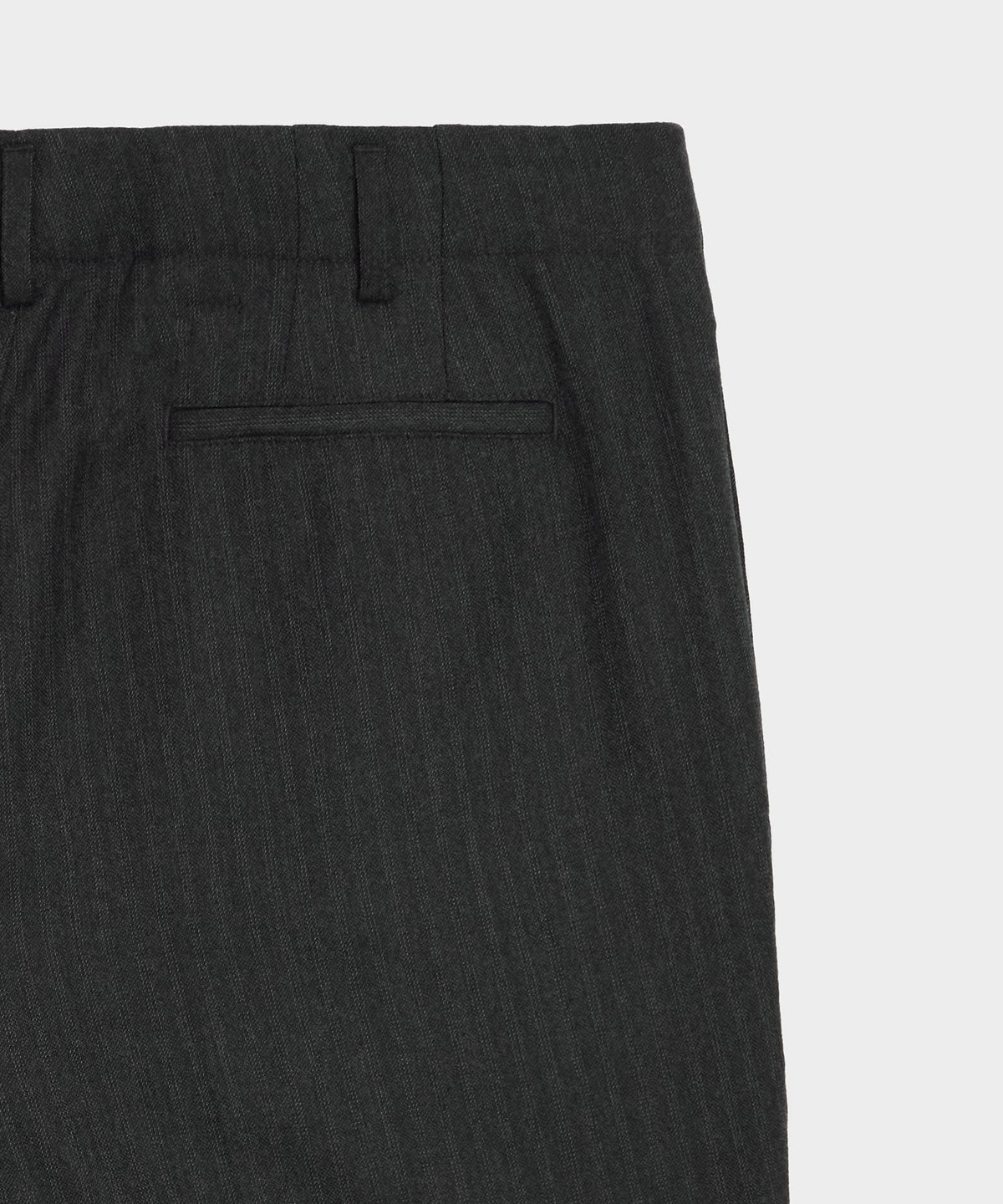 Italian Flannel Striped Hollywood Trouser - Charcoal