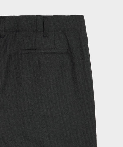 Italian Flannel Striped Hollywood Trouser - Charcoal
