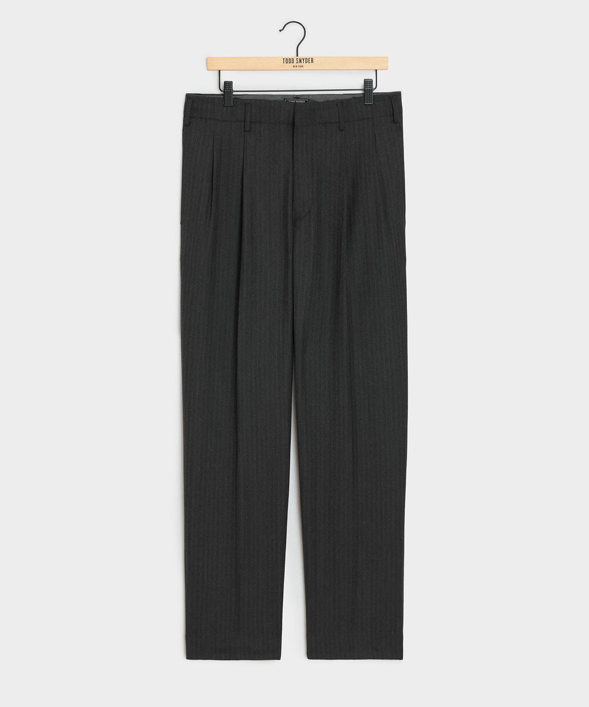 Italian Flannel Striped Hollywood Trouser - Charcoal