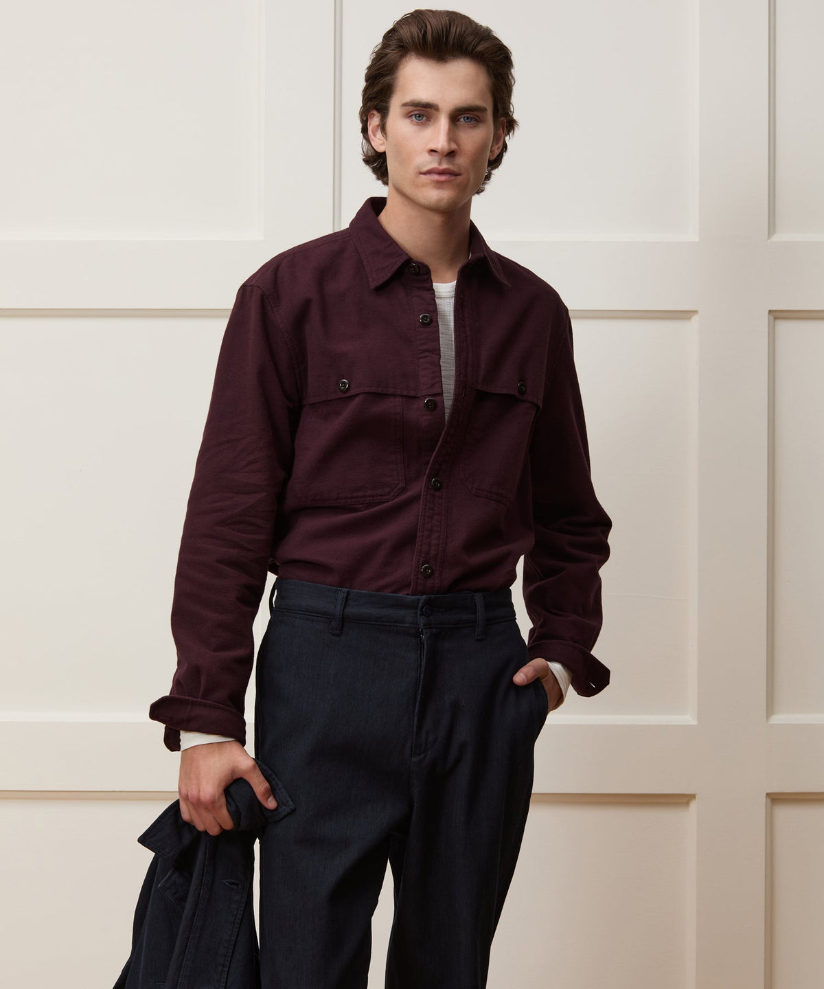 Chamois Cape Shirt - Wine