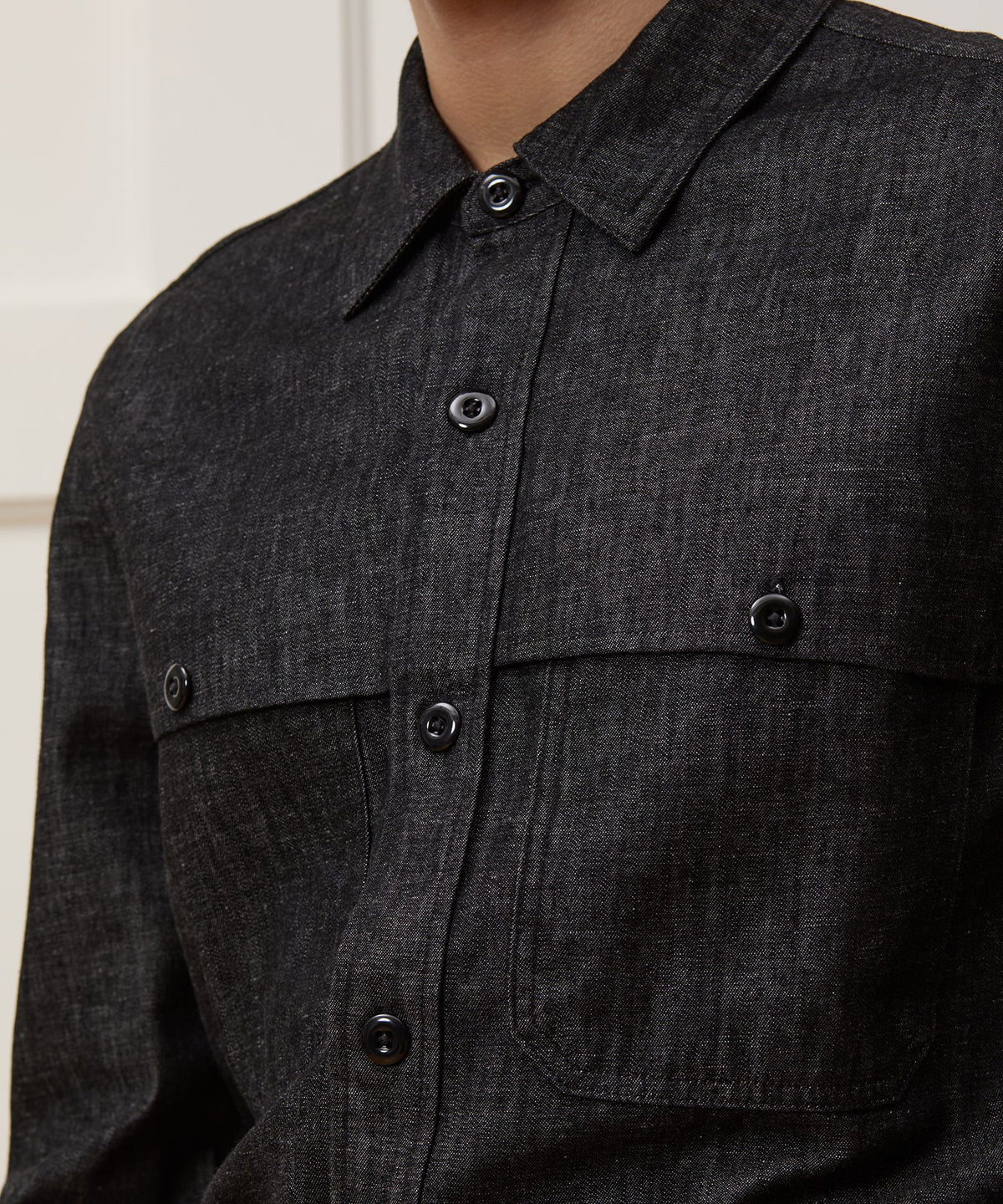 Denim Cape Shirt - Black