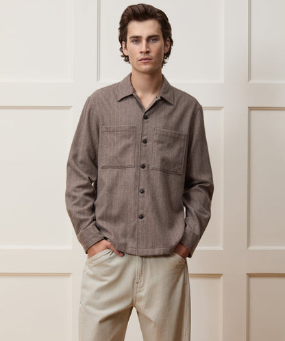 Italian Cashmere Overshirt - Umber