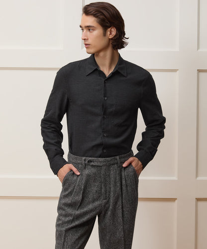 Cotton-Cashmere Sport Shirt - Black