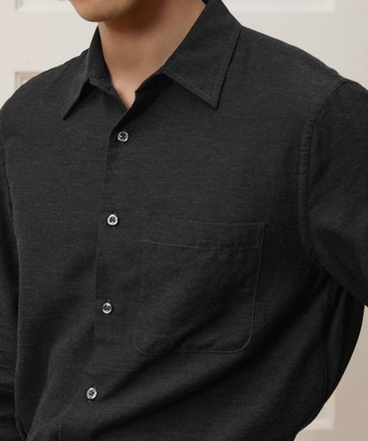 Cotton-Cashmere Sport Shirt - Black
