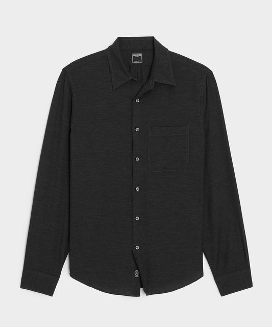 Cotton-Cashmere Sport Shirt - Black
