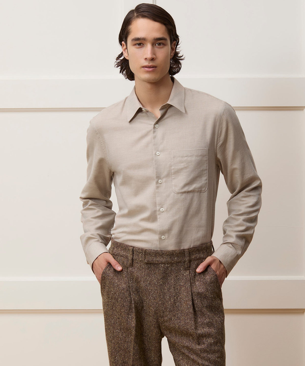 Portuguese Cotton-Cashmere Sport Shirt - Camel