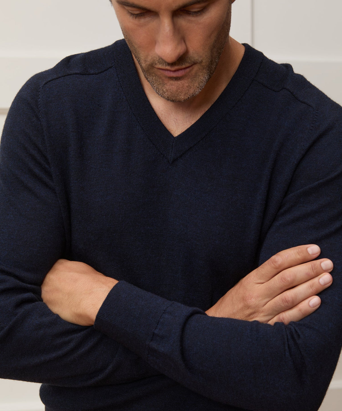 Merino V-Neck Sweater - Navy