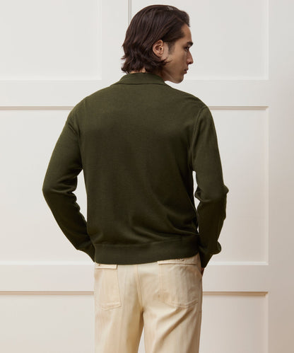 Merino Full-Zip Sweater Polo - Snyder Olive