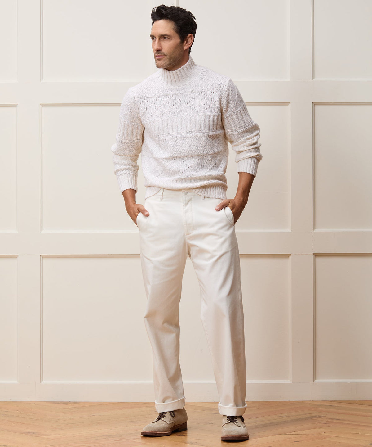 Aran Funnel Neck Sweater - Bisque