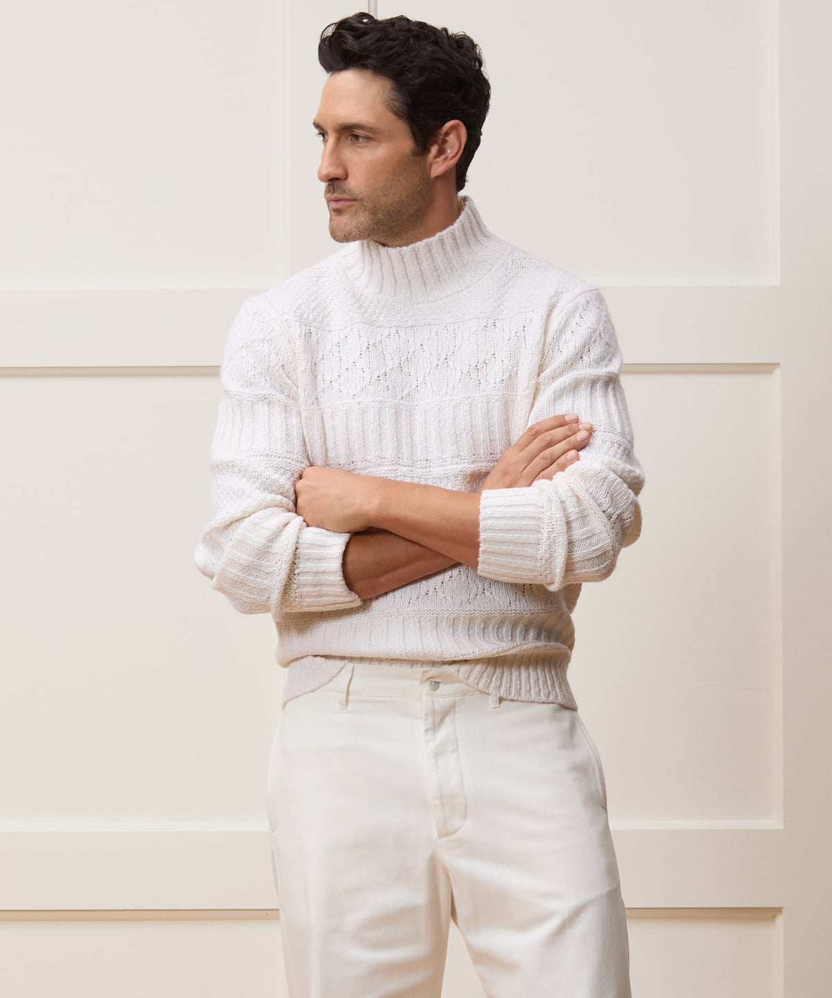 Aran Funnel Neck Sweater - Bisque