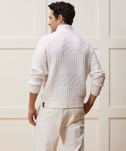 Aran Funnel Neck Sweater - Bisque