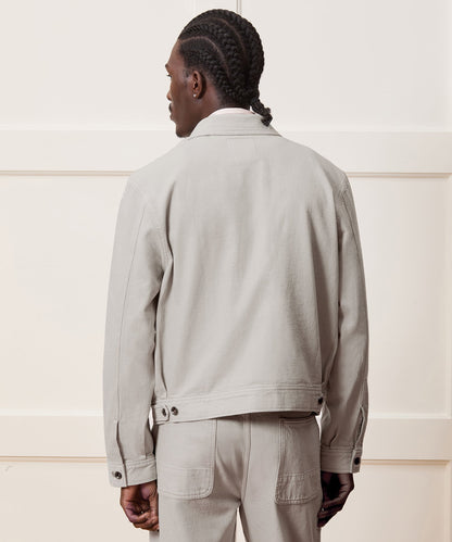 Cropped Denim Eisenhower Jacket - Stone