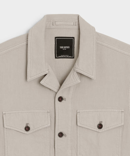 Cropped Denim Eisenhower Jacket - Stone
