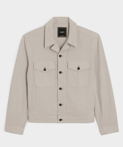 Cropped Denim Eisenhower Jacket - Stone