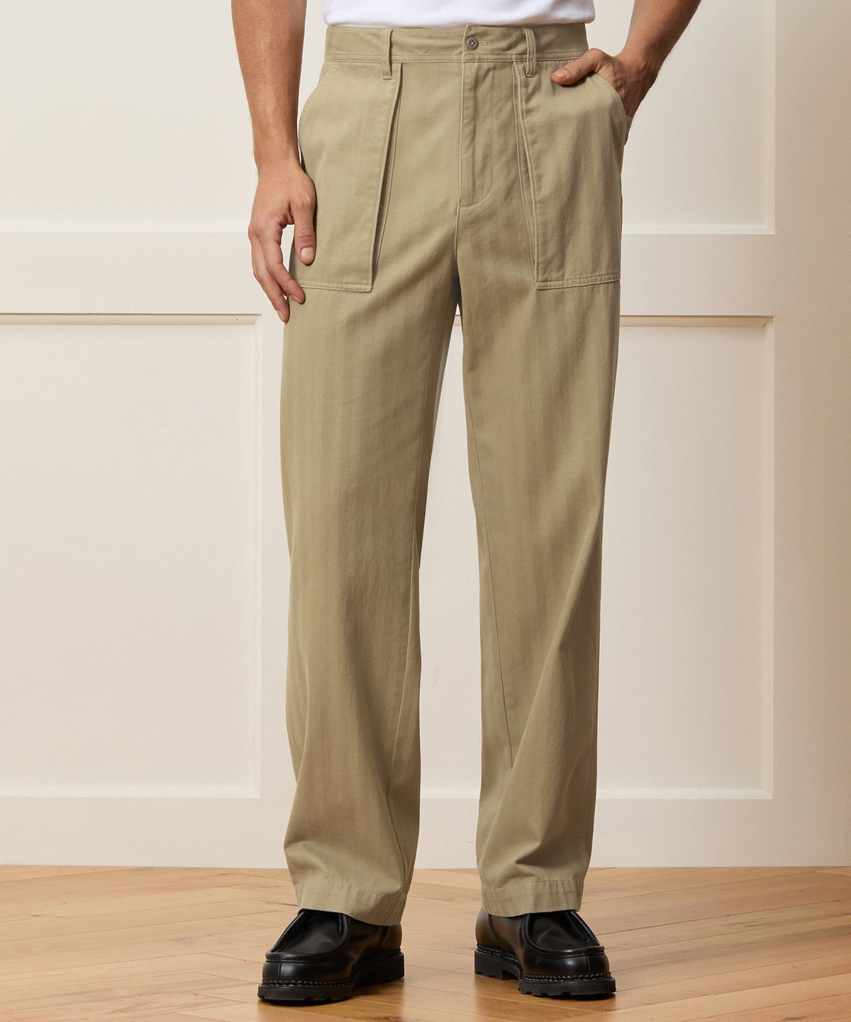 Relaxed Herringbone Twill Camp Pant - Tan