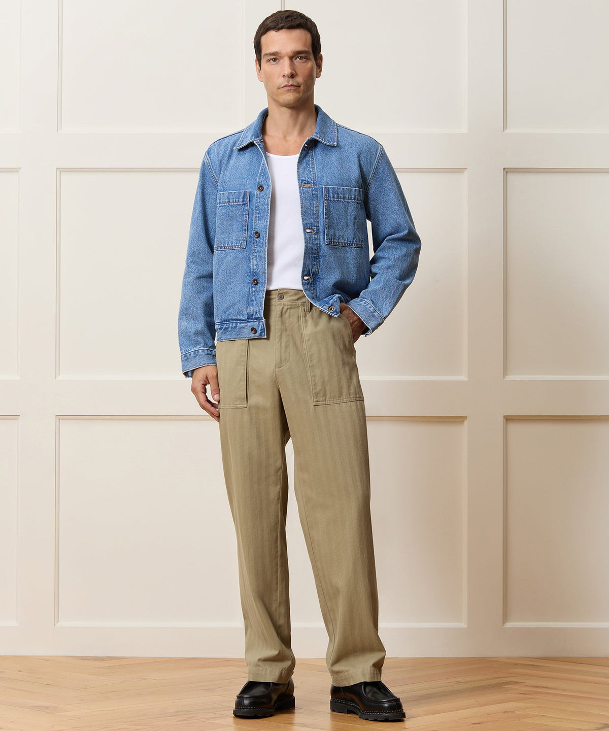 Relaxed Herringbone Twill Camp Pant - Tan