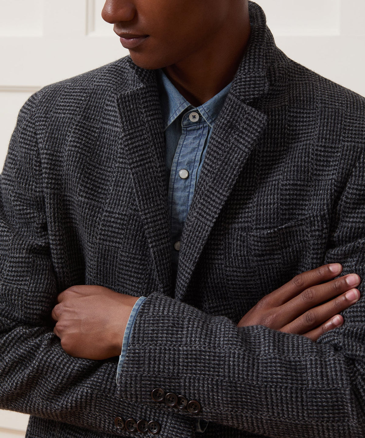 Italian Wool Glen Plaid Sport Coat - Grey