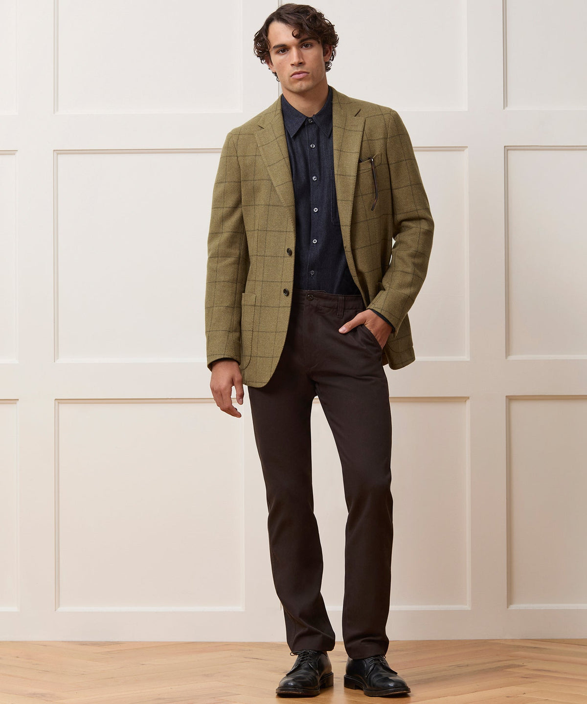 Italian Wool Windowpane Sport Coat - Olive