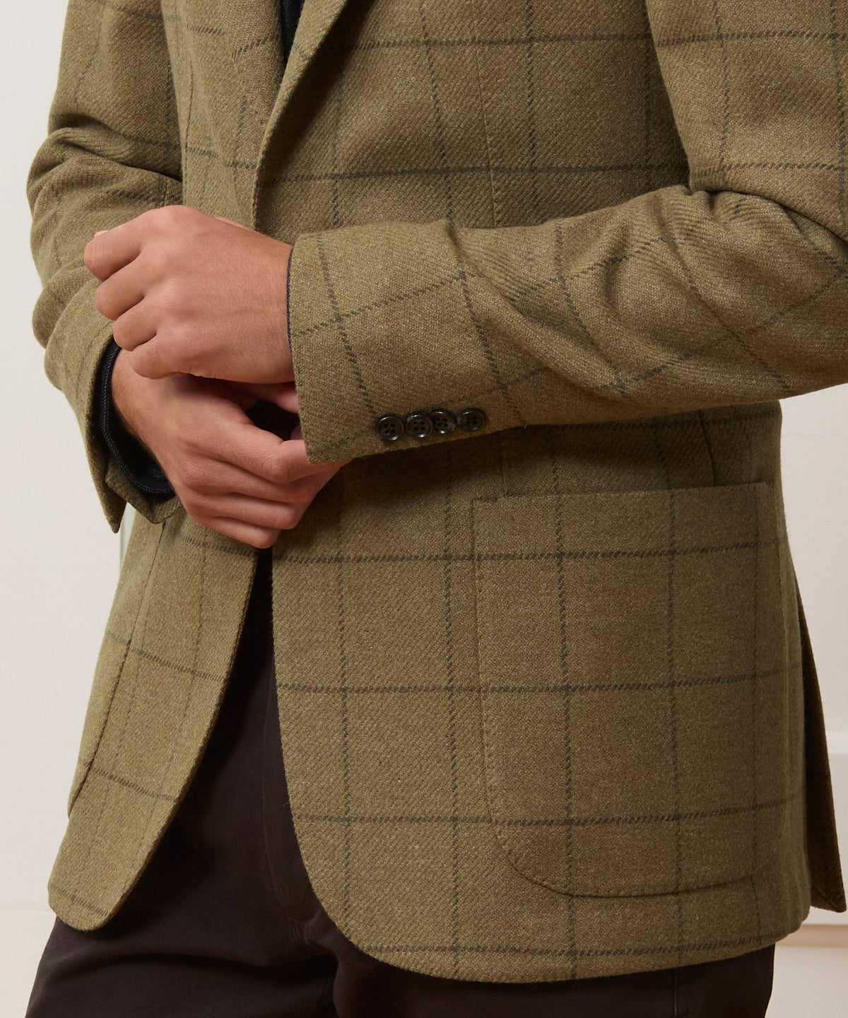 Italian Wool Windowpane Sport Coat - Olive