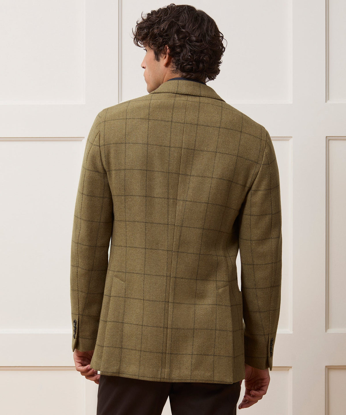 Italian Wool Windowpane Sport Coat - Olive