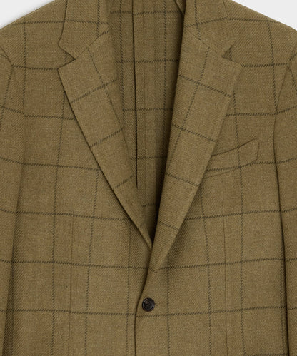 Italian Wool Windowpane Sport Coat - Olive