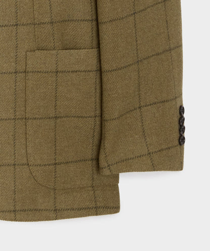 Italian Wool Windowpane Sport Coat - Olive