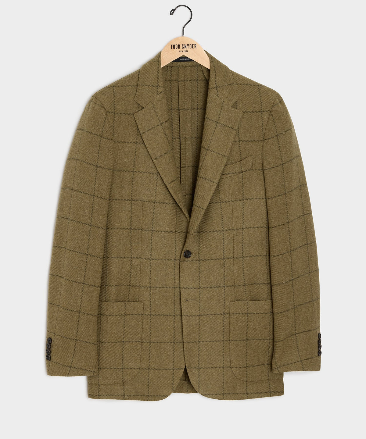 Italian Wool Windowpane Sport Coat - Olive