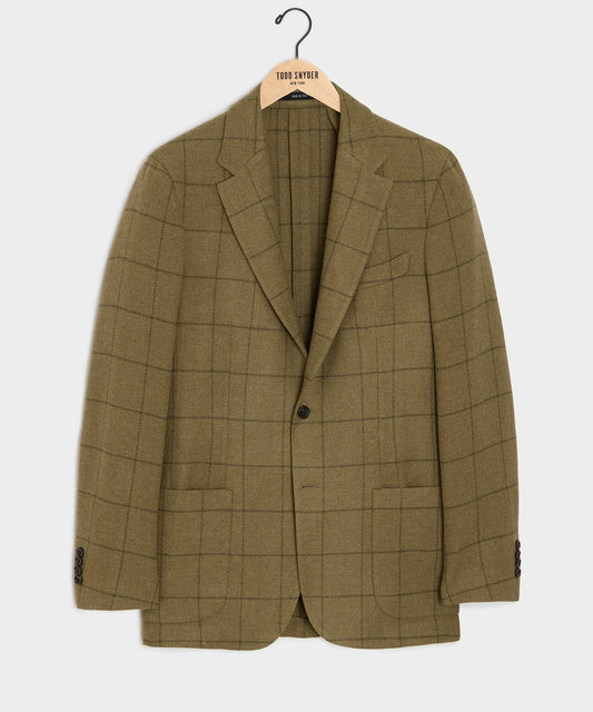 Italian Wool Windowpane Sport Coat - Olive