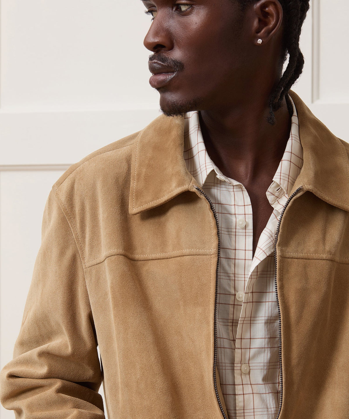 Italian Suede Grant Jacket - Khaki