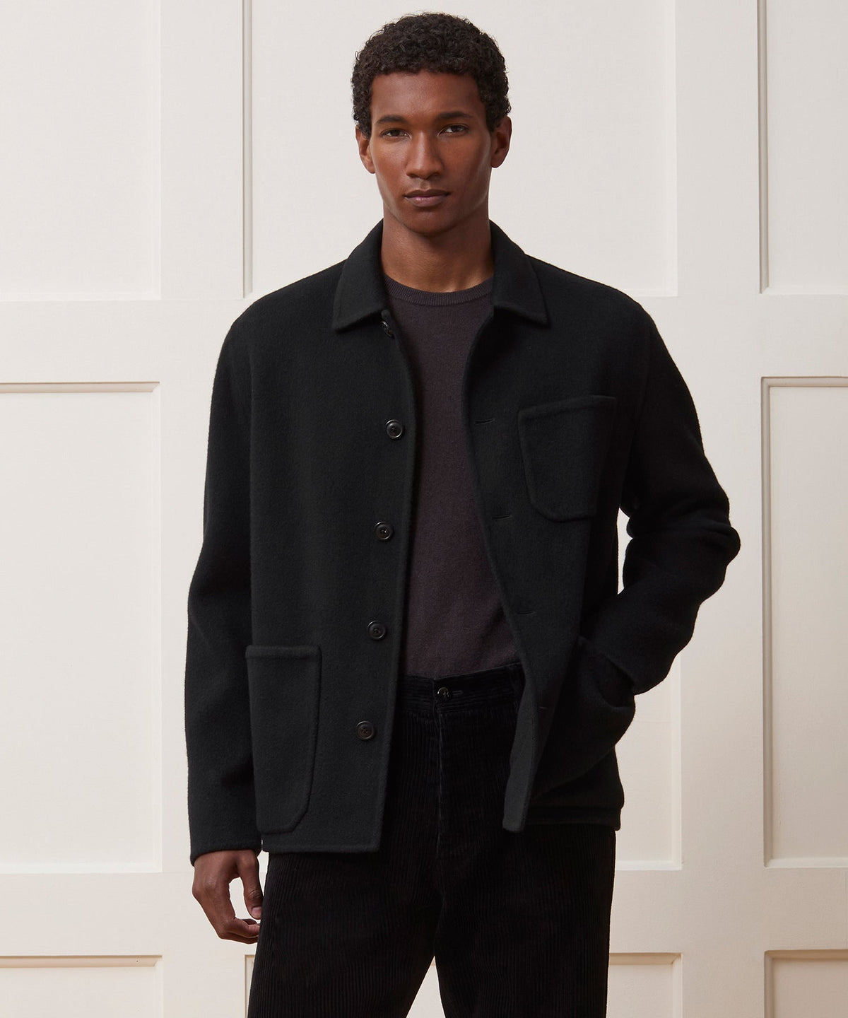 Italian Cashmere Chore Coat - Black