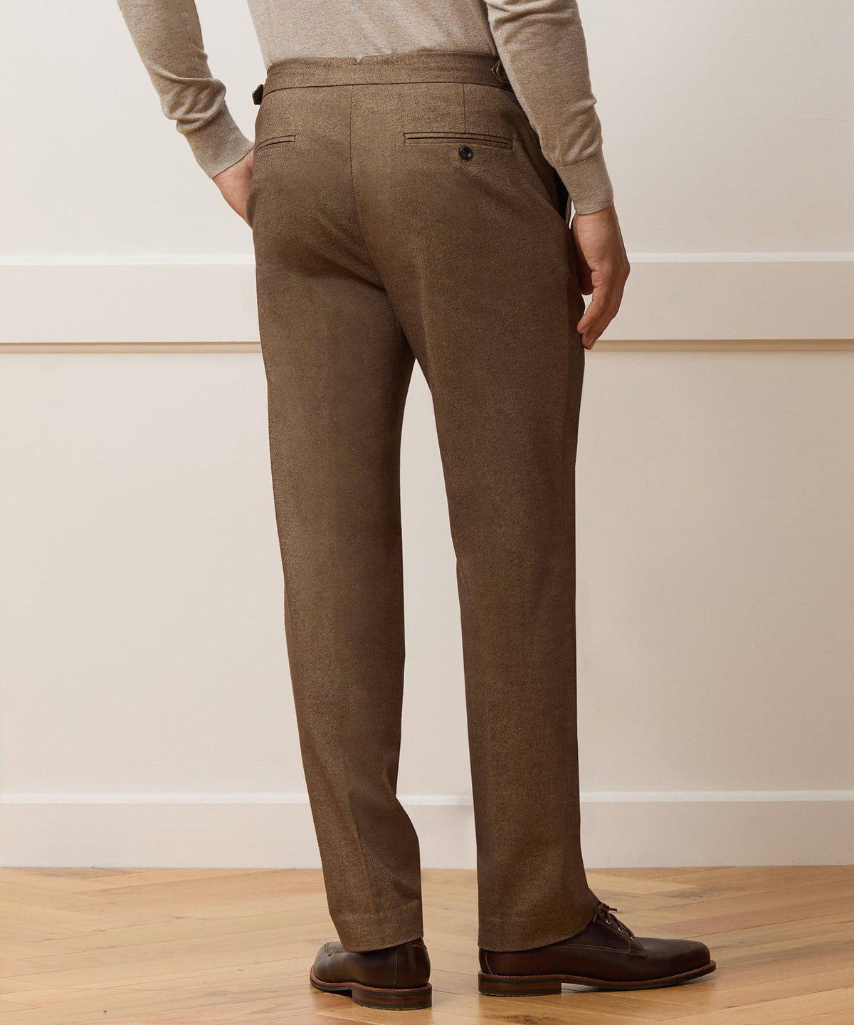 Italian Heathered Cotton Side Tab Trouser - Sand